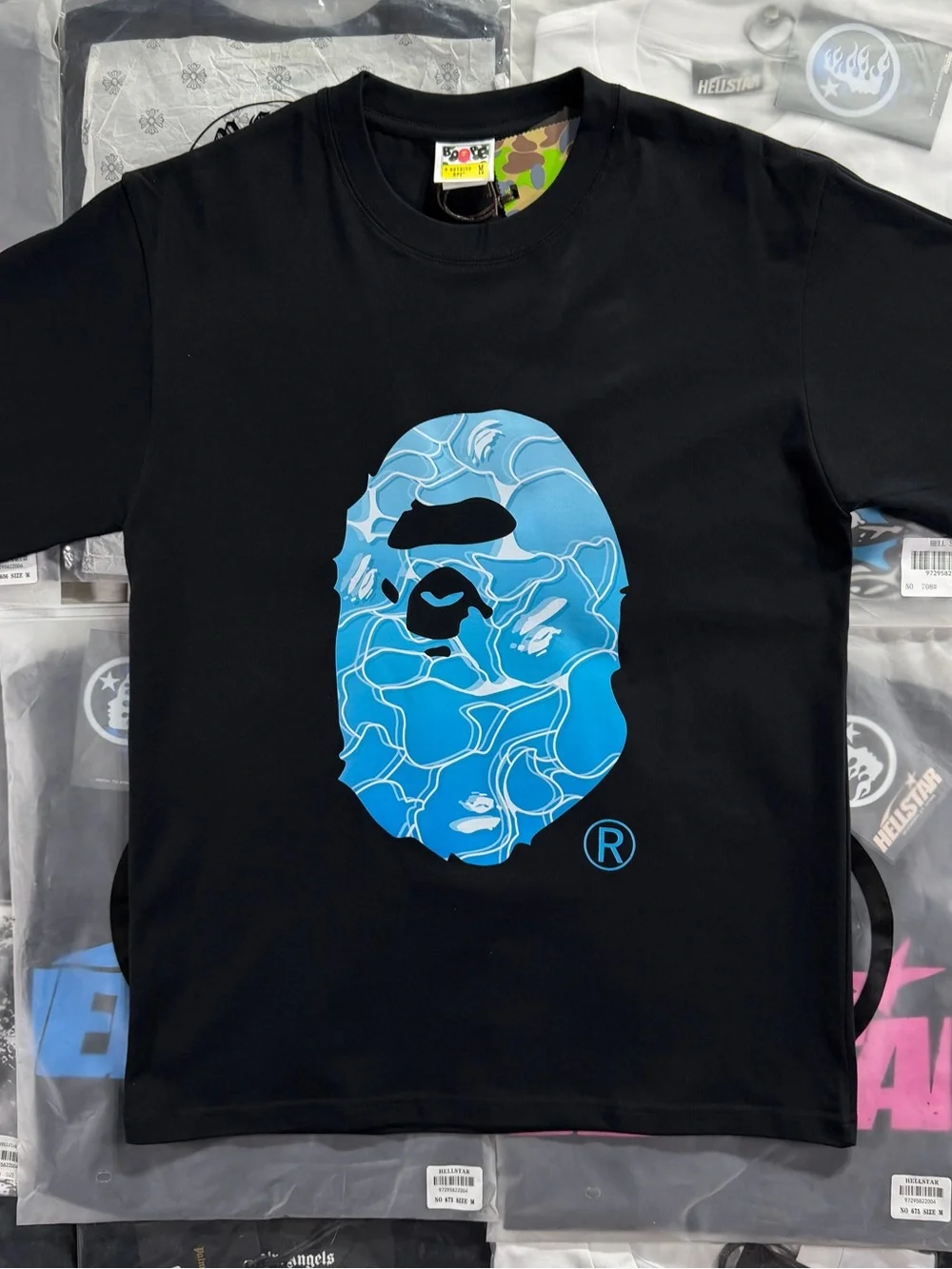 BAPE ABC Sea Surface Camo Ape Head T-shirt ‘Black’ - Picture 5 of 9